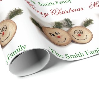 Personalize Name Christmas Wood Rustic Country Gift Wrap Paper