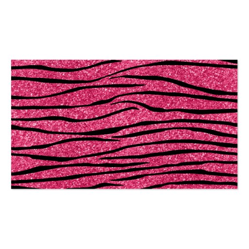 Personalize name fuchsia pink glitter zebra stripe business card template (back side)