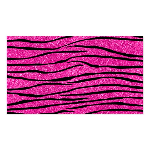 Personalize name neon hot pink glitter zebra strip business card (back side)