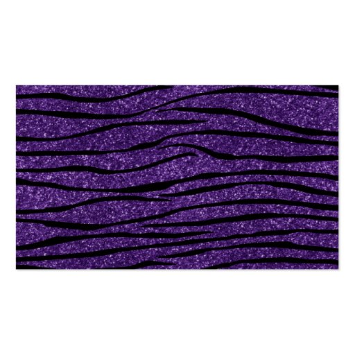 Personalize name purple glitter zebra stripes business card (back side)