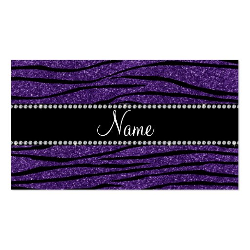 Personalize name purple glitter zebra stripes business card