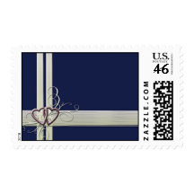 Personalize Navy Blue Heart postage