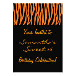 Personalize Orange and Black Zebra Invites