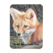 personalize Orange Fox art print on photo Magnet Rectangular Photo Magnet