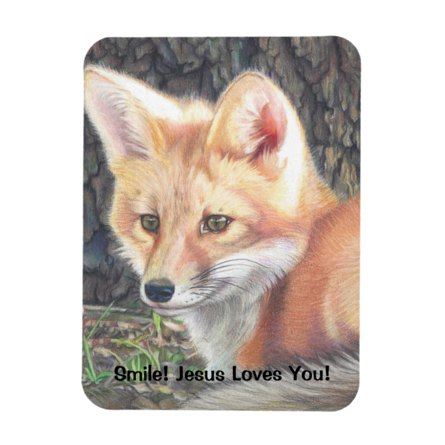 personalize Orange Fox art print on photo Magnet Rectangular Photo Magnet