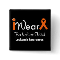 Personalize Orange Ribbon Leukemia Pinback Button