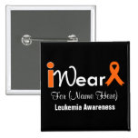 Personalize Orange Ribbon Leukemia Pinback Button