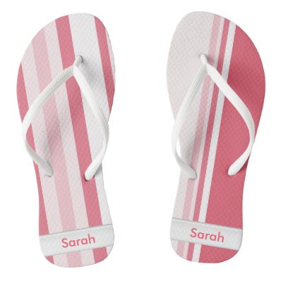 Personalize: Passionate Red and White Stripes Flip Flops