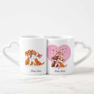 PERSONALIZE Puppy Kitten in Love