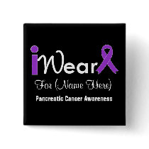 Personalize Purple Ribbon Pancreatic Cancer Pinback Buttons