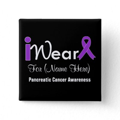 Personalize Purple Ribbon Pancreatic Cancer Pinback Buttons