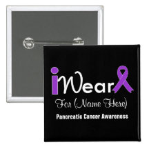 Personalize Purple Ribbon Pancreatic Cancer Pinback Buttons