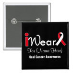 Personalize Red and White Ribbon Oral Cancer buttons