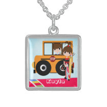 personalize, school, necklace, education, birthday, party, fun, fashion, jewelry, silver, girls, Necklace with custom graphic design