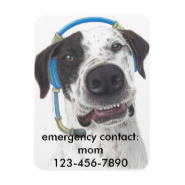 personalize talking dog with emergency contact # rectangular magnet