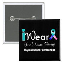 Personalize Teal Blue Pink Ribbon Thyroid Cancer