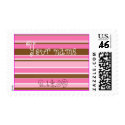 Personalize These Pink and Chocolate Stripes postage