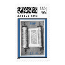 Personalize This Bar Bat Mitzvah Woodcut Postage Stamps