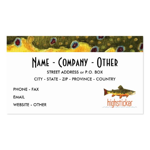 Personalize Trout FishiNG Business Card Template