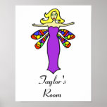 Personalize W/Any Name Blonde Dragonfly Fairy Posters