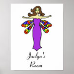 Personalize W/Any Name Brunette Dragonfly Fairy Poster