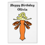 Personalize w/any name Orange Fairy Birthday Cards