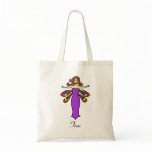 Personalize W/Any Name Redhead Dragonfly Fairy Canvas Bag