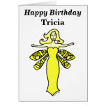 Personalize w/any name Yellow Fairy Birthday Greeting Card