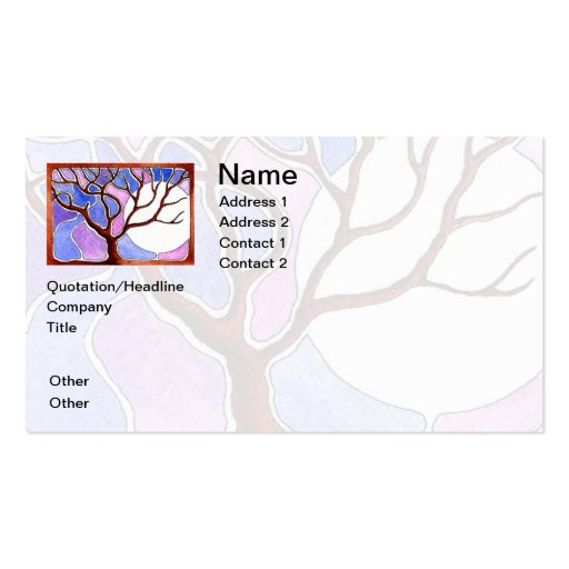 Personalize Watercolor Tree and Moon - Blue Pink Business Card Template