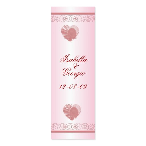 Personalize Wedding Favor Hearts & Lace Bookmark Business Cards (front side)