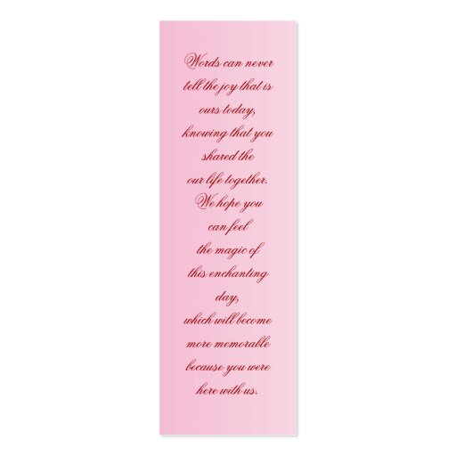 Personalize Wedding Favor Hearts & Lace Bookmark Business Cards (back side)