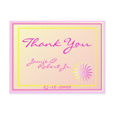 Personalize Wedding Thank You Note Postcard by dizzypixels