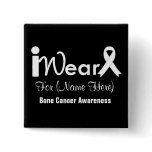 Personalize White Ribbon Bone Cancer Pins