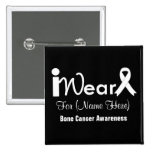 Personalize White Ribbon Bone Cancer Pins