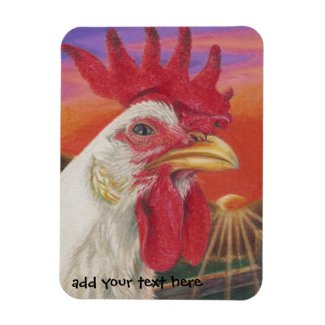 Personalize White Rooster Sunrise Magnet