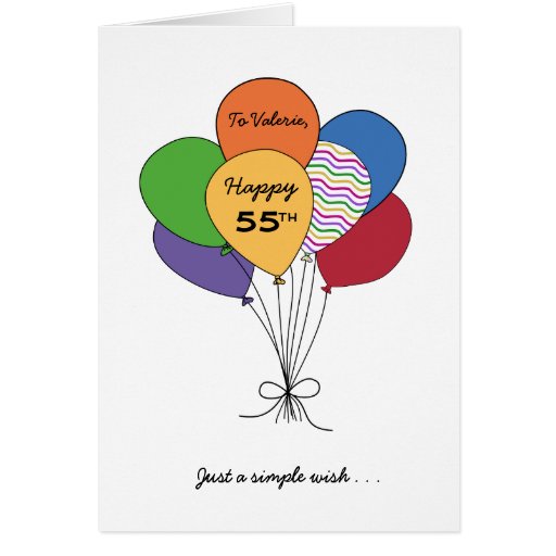 Personalize With Name~Happy 55th Birthday Wish Card | Zazzle