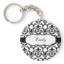 Personalize With Your Name Damask Keychain keychains