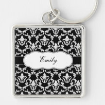 Personalize With Your Name Damask Keychain