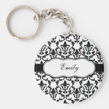 Personalize With Your Name Damask Keychain