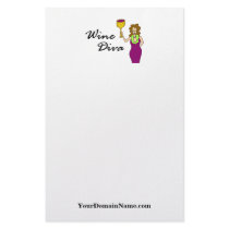 Personalize with your web site url Wine Diva stationery