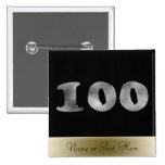 Personalized 100th Birthday Silver Number 100 Pin