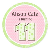 Personalized 11th Birthday Seal stickers