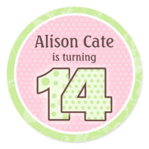 Personalized 14th Birthday Seal Round Stickers