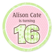 Personalized 16th Birthday Seal Round Stickers
