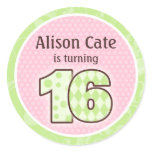 Personalized 16th Birthday Seal Round Stickers