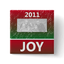 Personalized 2011 Christmas Photo Snow Joy Pinback Button