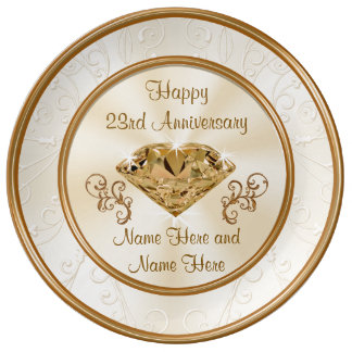 Personalized 23rd Anniversary Gift or Any YEAR Porcelain Plate