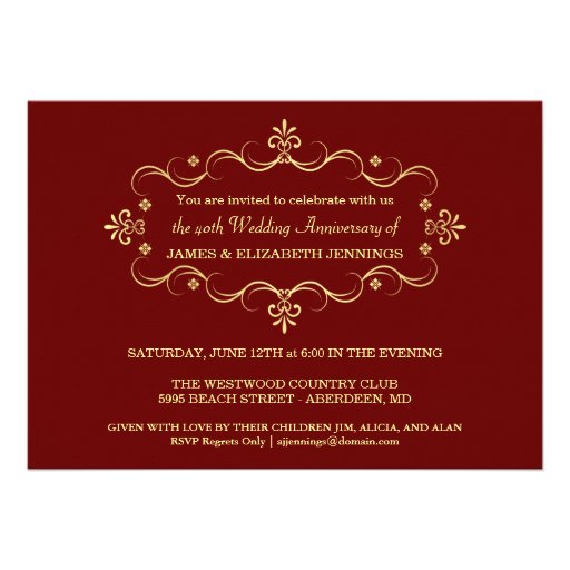 Personalized 40th Anniversary Party Invitations