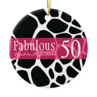 Personalized 50th Birthday Animal Print Ornament ornament