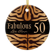 Personalized 50th Birthday Animal Print Ornament ornament